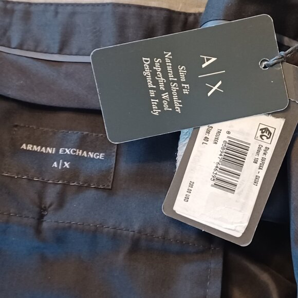 NEW Armani Exchange Light Grey Taupe Modern Fit Flat Front Textured Dress Pants - Picture 11 of 12